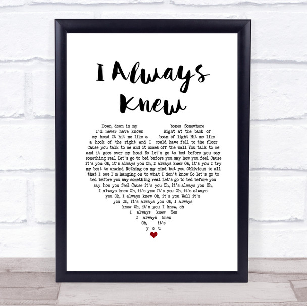 The Vaccines I Always Knew White Heart Song Lyric Print