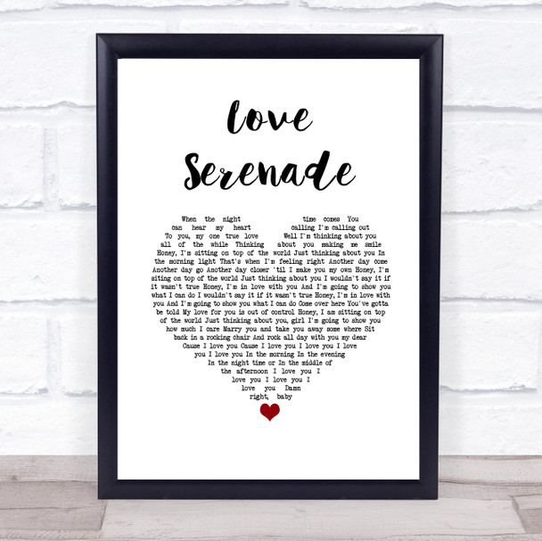 The Waifs Love Serenade White Heart Song Lyric Print