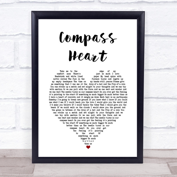 Toby Johnson Compass Heart White Heart Song Lyric Print