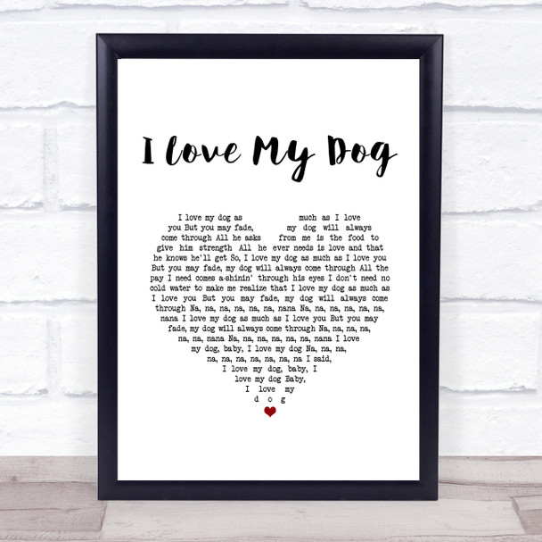 Cat Stevens I Love My Dog White Heart Song Lyric Print