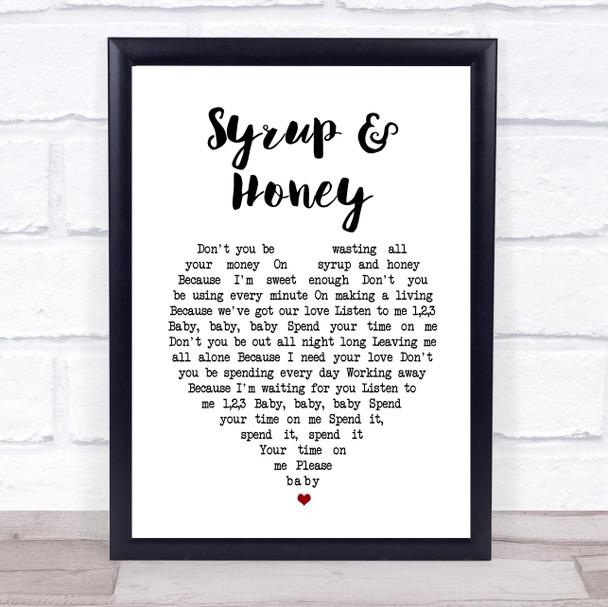 Duffy Syrup & Honey White Heart Song Lyric Print