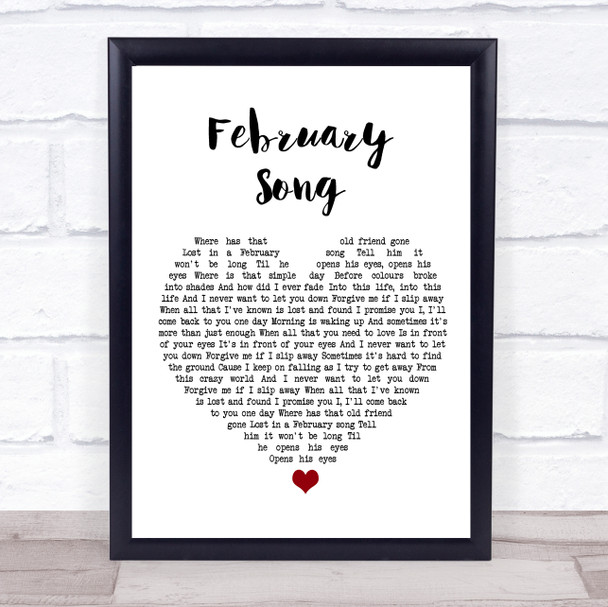 Josh Groban February Song White Heart Song Lyric Print