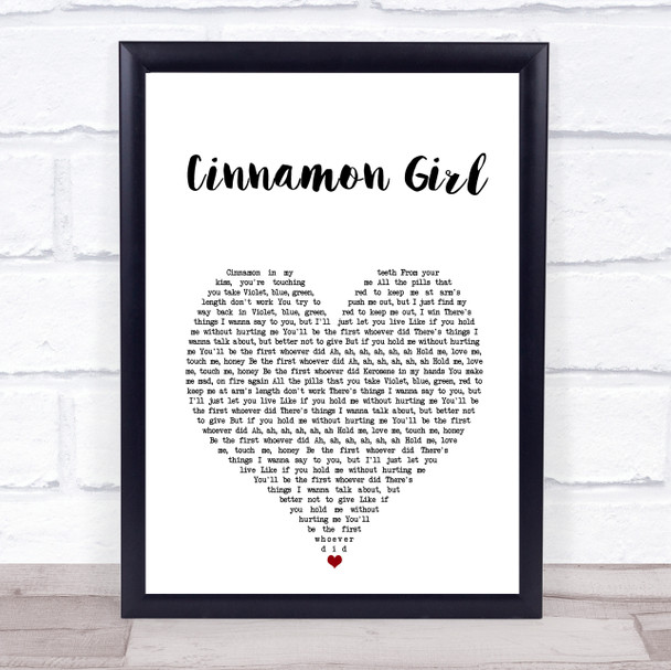 Lana Del Rey Cinnamon Girl White Heart Song Lyric Print