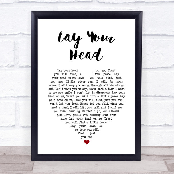 Maverick Sabre Lay Your Head White Heart Song Lyric Print