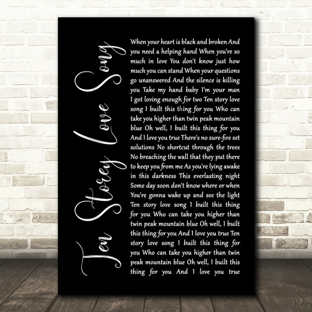 The Stone Roses Ten Storey Love Song Black Script Song Lyric Quote Print