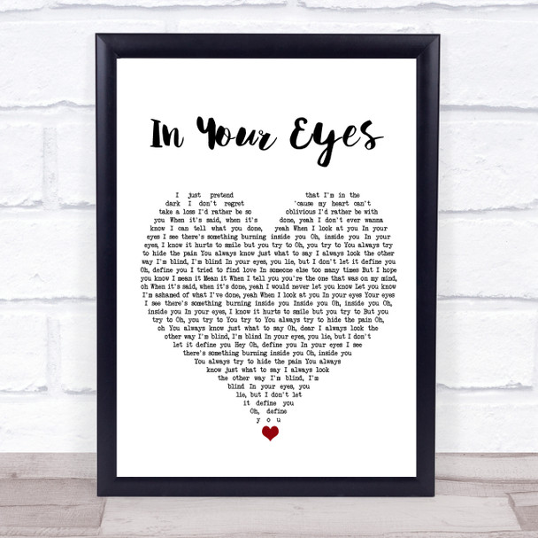 The Weeknd In Your Eyes White Heart Song Lyric Print