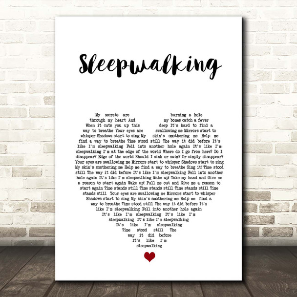 Bring Me The Horizon Sleepwalking White Heart Song Lyric Print