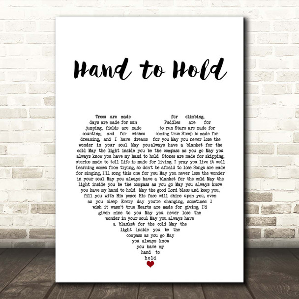 Caleb and Kelsey Hand to Hold White Heart Song Lyric Print