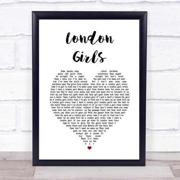 Chas and Dave London Girls White Heart Song Lyric Print