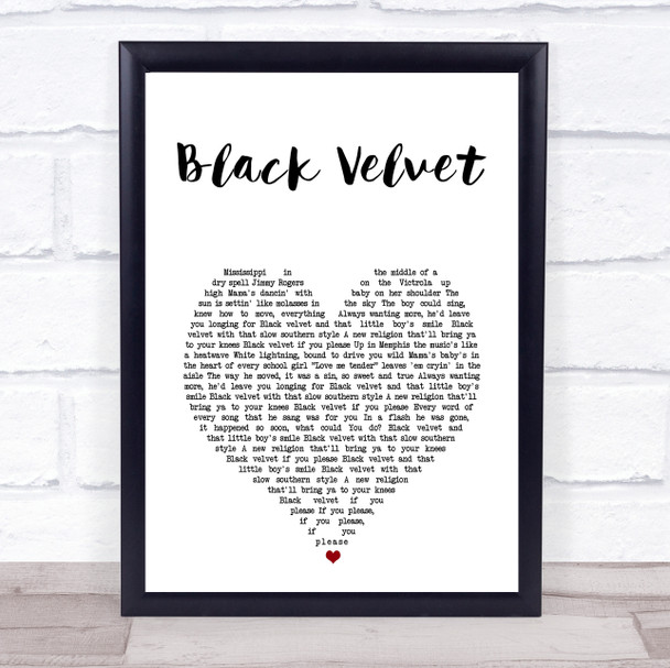 Alannah Myles Black Velvet White Heart Song Lyric Print