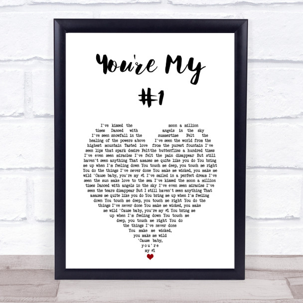 Enrique Iglesias You're My #1 White Heart Song Lyric Print