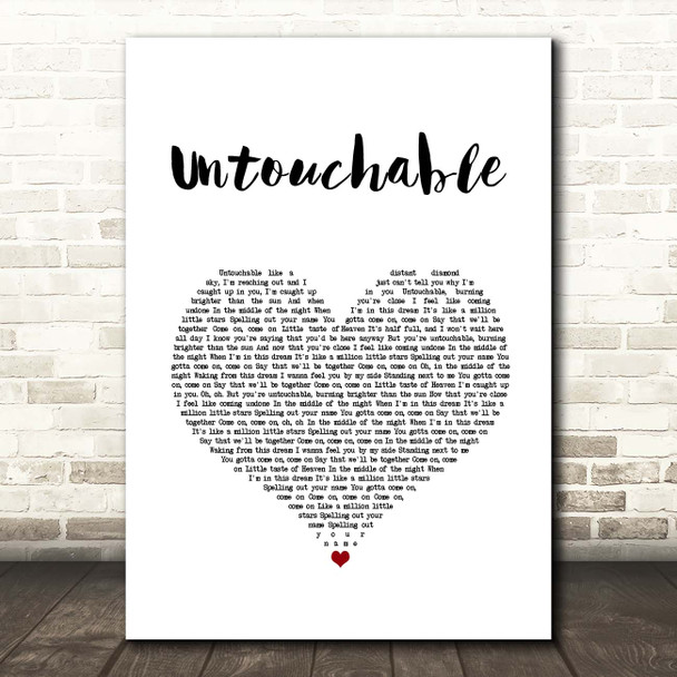 Taylor Swift Untouchable White Heart Song Lyric Print