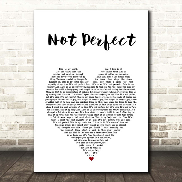 Tim Minchin Not Perfect White Heart Song Lyric Print