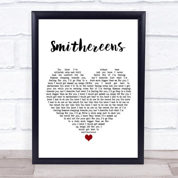 Twenty One Pilots Smithereens White Heart Song Lyric Print