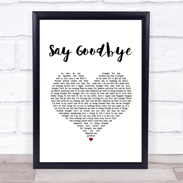 Dave Matthews Band Say Goodbye White Heart Song Lyric Print