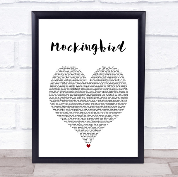 Eminem Mockingbird White Heart Song Lyric Print