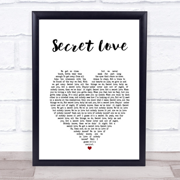 Hunter Hayes Secret Love White Heart Song Lyric Print