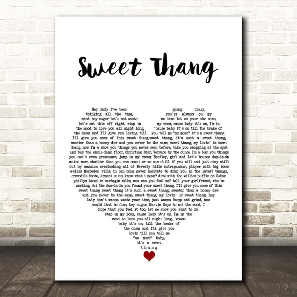 Jonestown Sweet Thang White Heart Song Lyric Print