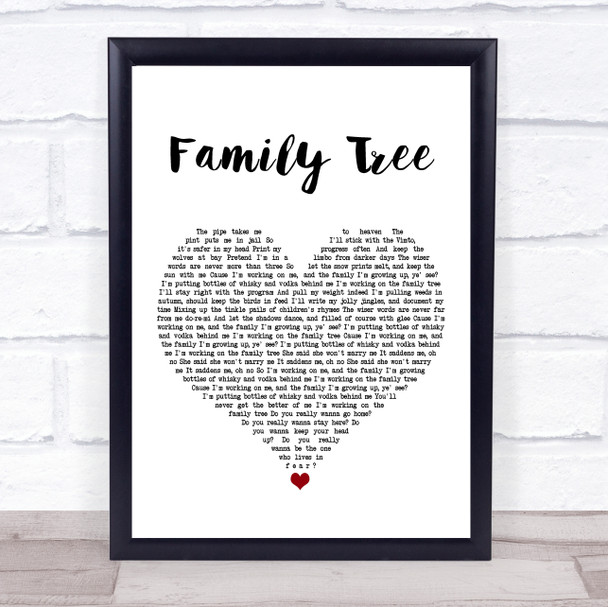 Kyle Falconer Family Tree White Heart Song Lyric Print