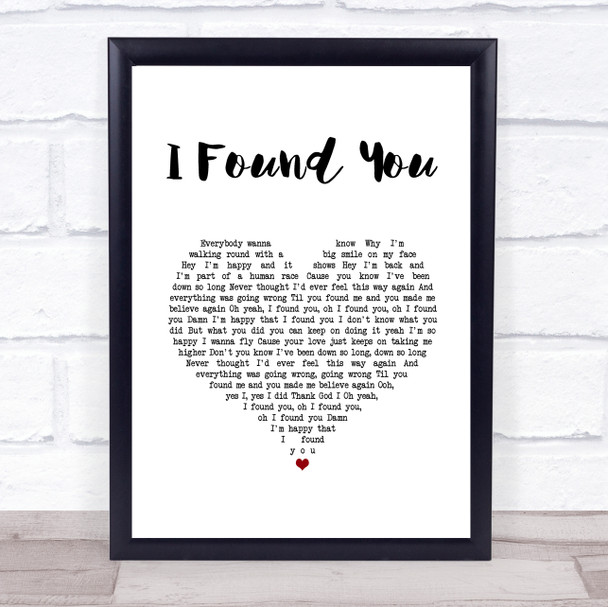 Axwell I Found You White Heart Song Lyric Print