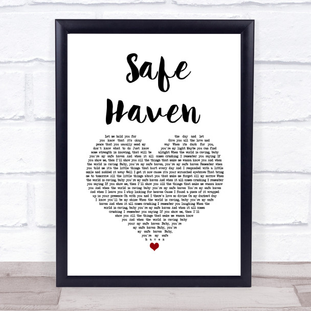 Ruth B Safe Haven White Heart Song Lyric Print