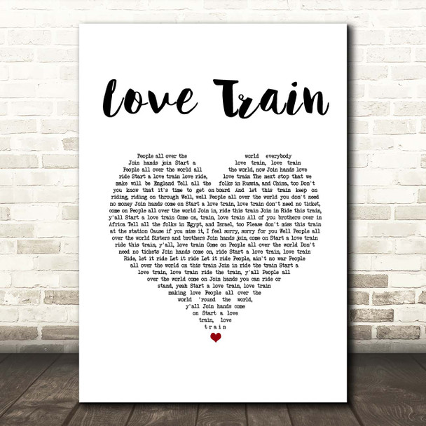 The O'Jays Love Train White Heart Song Lyric Print