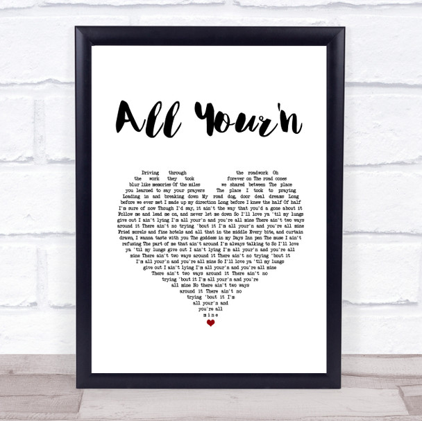 Tyler Childers All Your'n White Heart Song Lyric Print