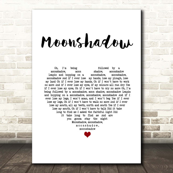 Cat Stevens Moonshadow White Heart Song Lyric Print