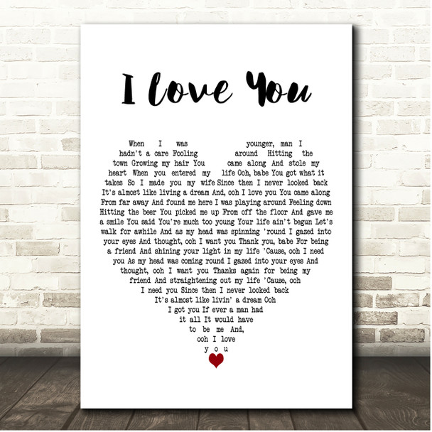 Climax Blues Band I Love You White Heart Song Lyric Print