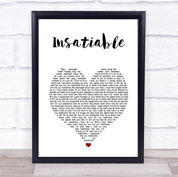 Darren Hayes Insatiable White Heart Song Lyric Print