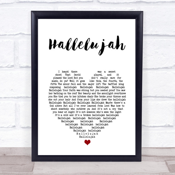 Alexander Burke Hallelujah White Heart Song Lyric Print