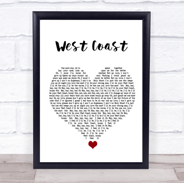 Imagine Dragons West Coast White Heart Song Lyric Print