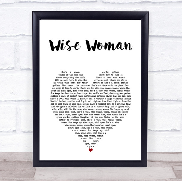 Jason Mraz Wise Woman White Heart Song Lyric Print