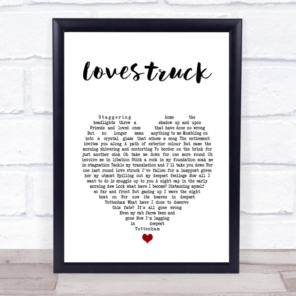 Madness Lovestruck White Heart Song Lyric Print