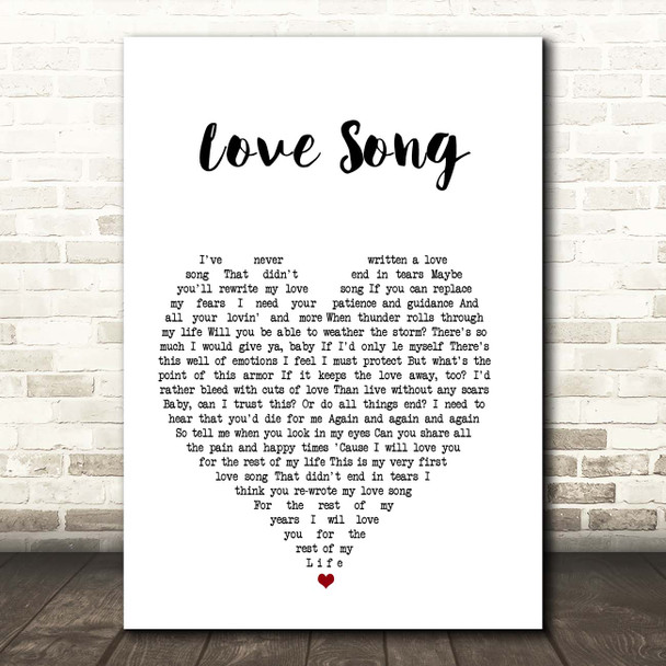 Pink Love Song White Heart Song Lyric Print