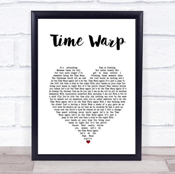 Rocky Horror Picture Show Time Warp White Heart Song Lyric Print