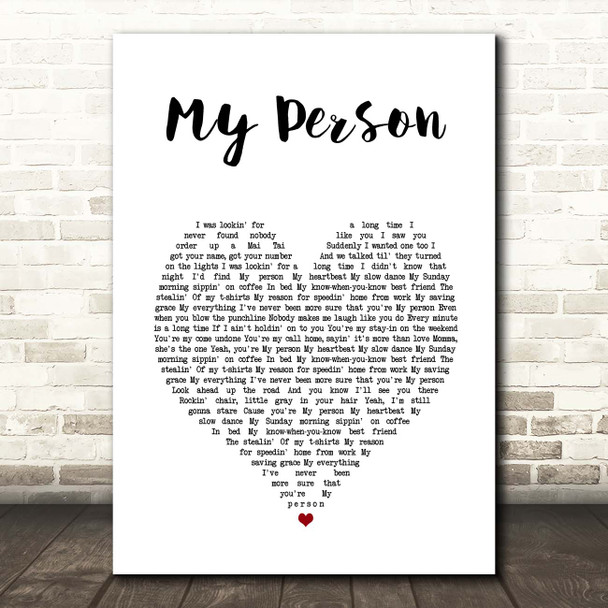 Spencer Crandell My Person White Heart Song Lyric Print