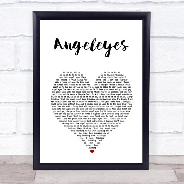 ABBA Angeleyes White Heart Song Lyric Print