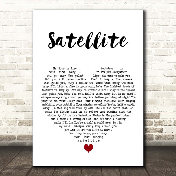 Above & Beyond Satellite White Heart Song Lyric Print