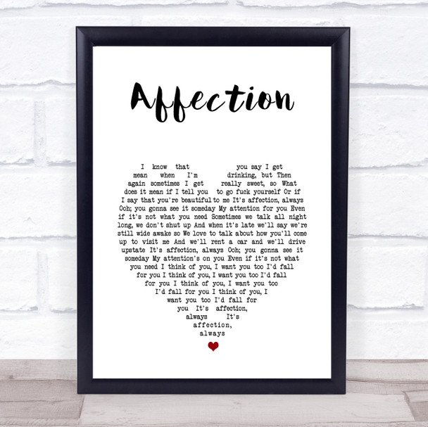 Cigarettes After Sex Affection White Heart Song Lyric Print