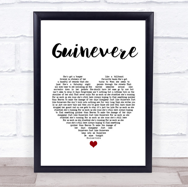 Eli Young Band Guinevere White Heart Song Lyric Print