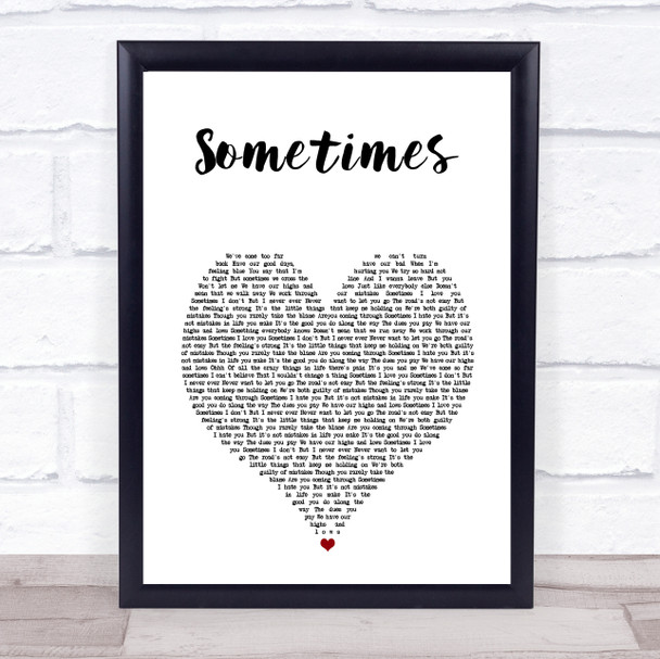 Gabrielle Sometimes White Heart Song Lyric Print