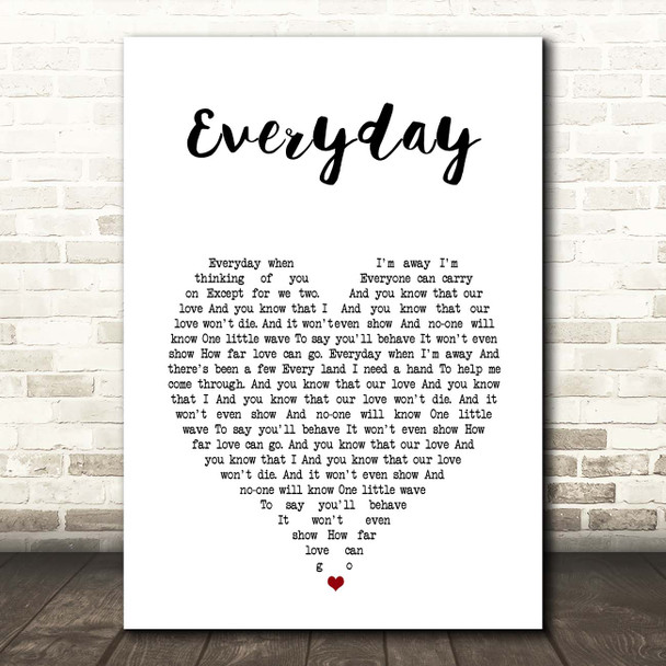 Slade Everyday White Heart Song Lyric Print