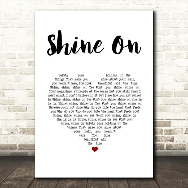 The Kooks Shine On White Heart Song Lyric Print