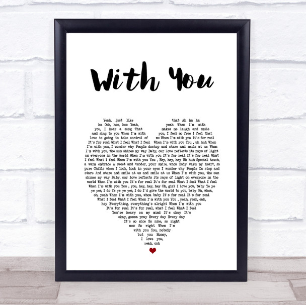Tony Terry With You White Heart Song Lyric Print