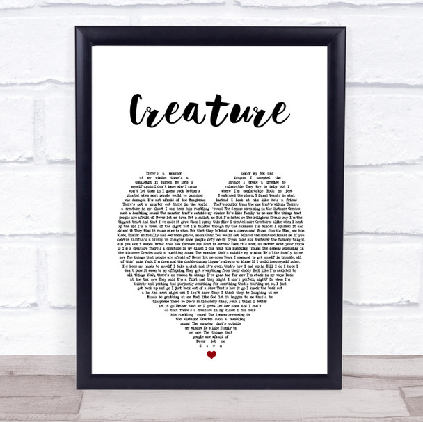 Jelly Roll Creature White Heart Song Lyric Print