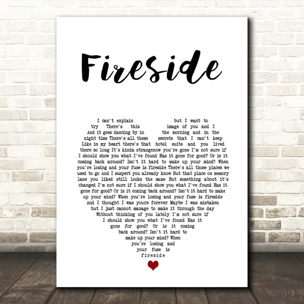 Arctic Monkeys Fireside White Heart Song Lyric Print