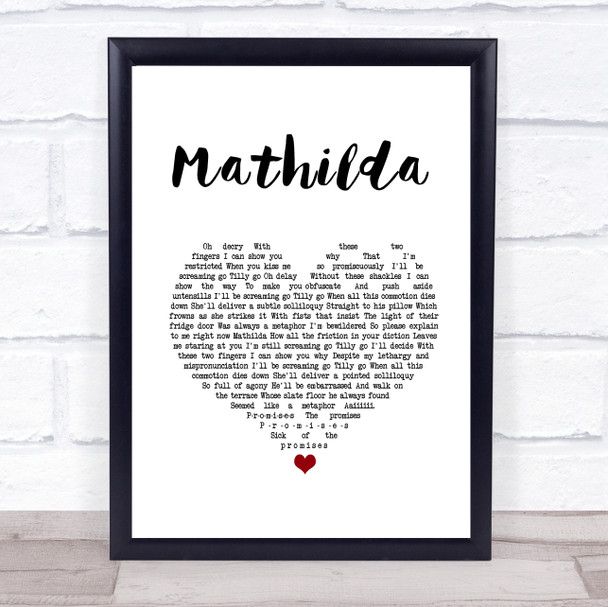 Little Comets Mathilda White Heart Song Lyric Print