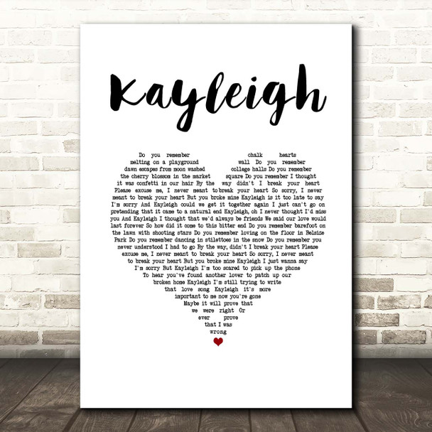 Marillion Kayleigh White Heart Song Lyric Print