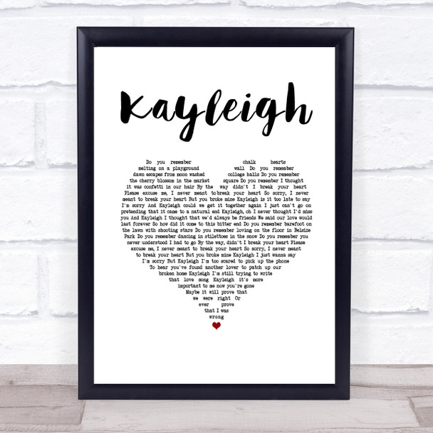 Marillion Kayleigh White Heart Song Lyric Print